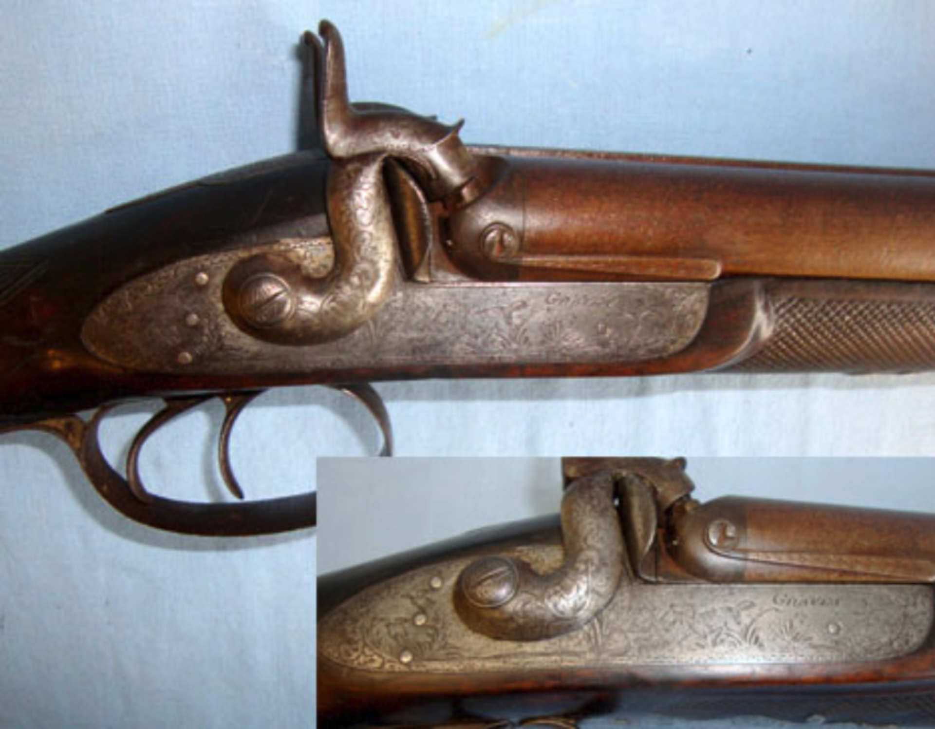 C1838 Victorian, English, Joseph Graves, Birmingham, 12 Bore, Double Barrel Muzzle Loading Shotgun - Image 2 of 3