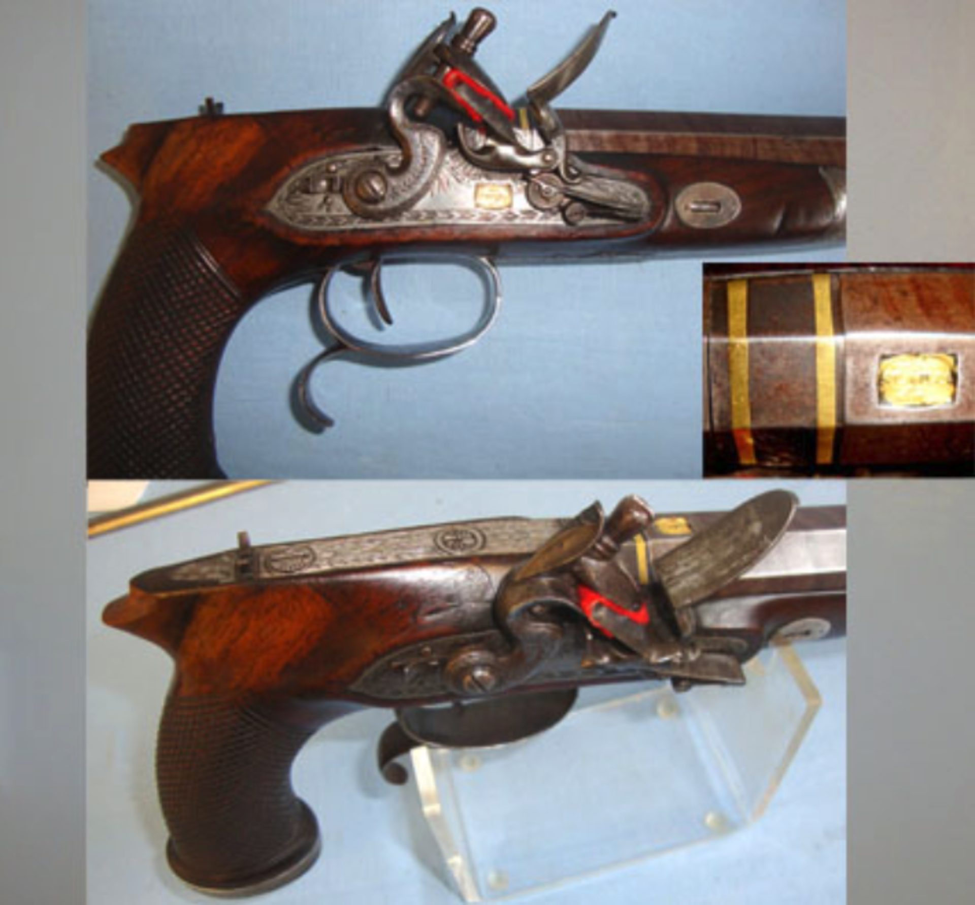 BEST QUALITY, 1766-1770 William Staples .750 Musket Bore Flintlock Duelling Pistol With Gold Inlays - Image 3 of 3