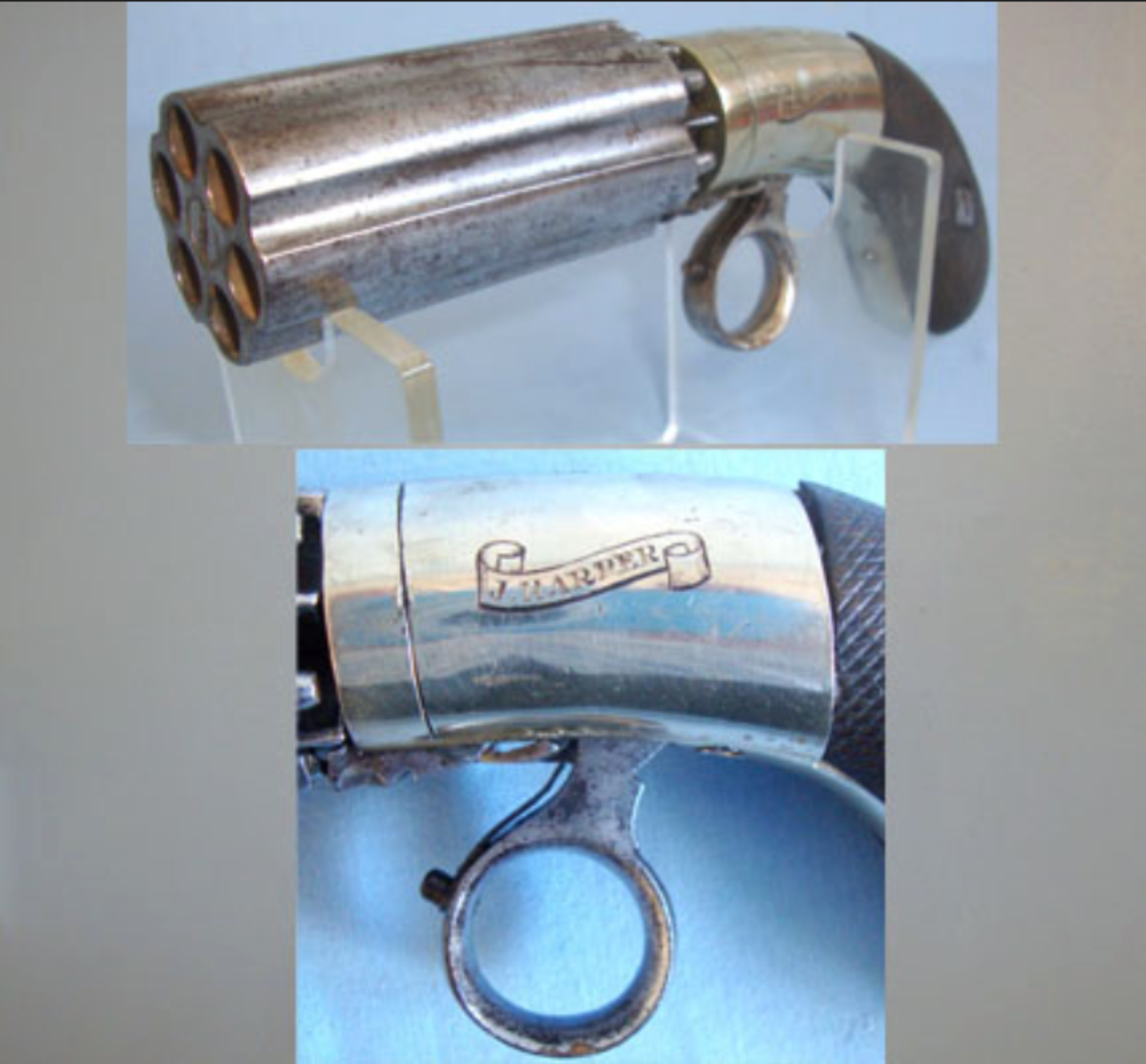 C1870 J. Harper Of London 6 Shot .36 Calibre Percussion Pepperbox Ring Trigger Revolver. Sn 14450 - Image 2 of 3