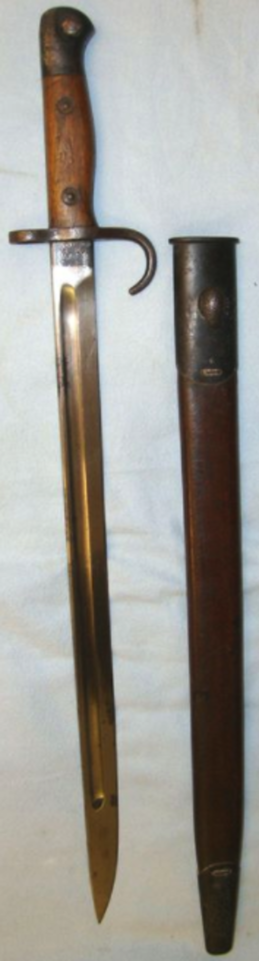 1st Pattern, 1909 Dated Hook Quillon '07' Sword Bayonet By Wilkinson & No.1 MK 1 Scabbard With