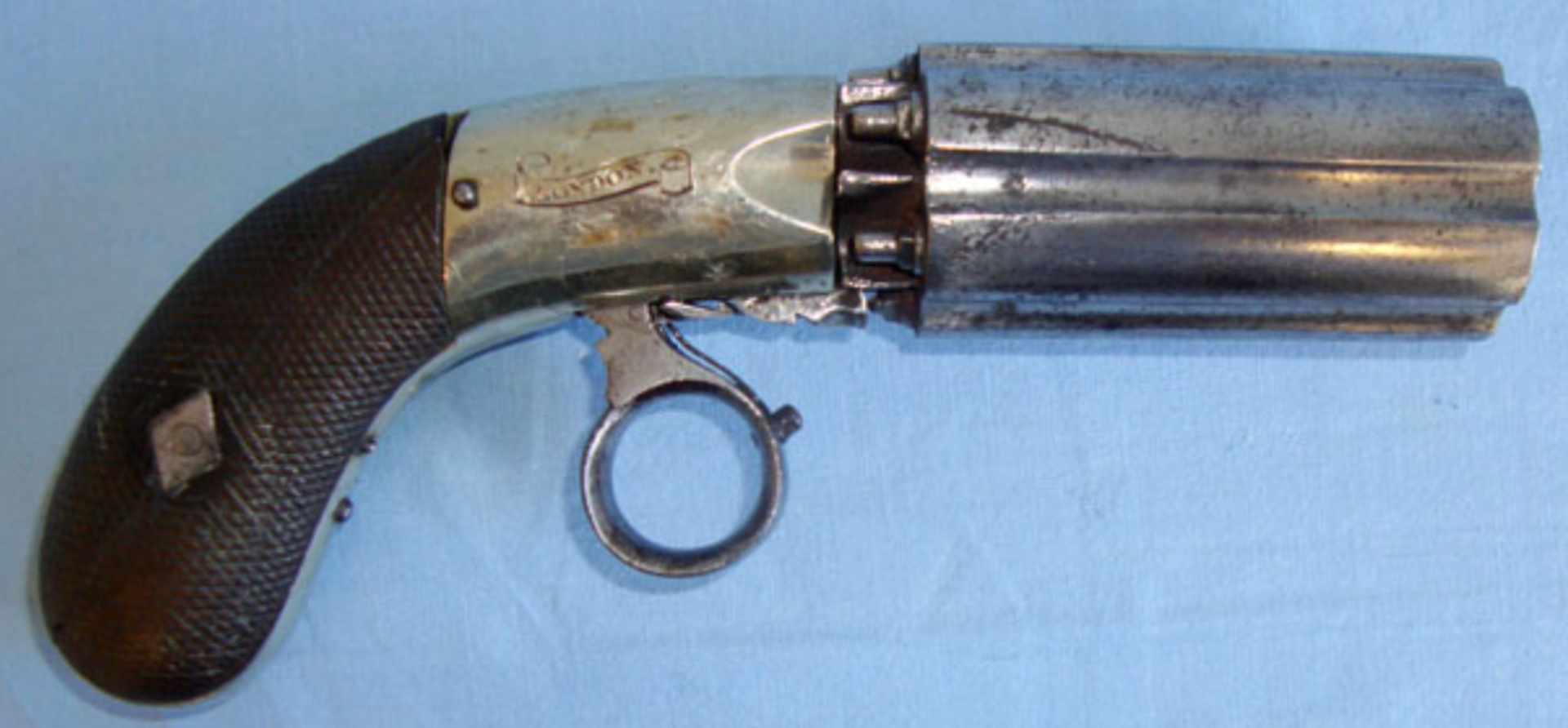 C1870 J. Harper Of London 6 Shot .36 Calibre Percussion Pepperbox Ring Trigger Revolver. Sn 14450