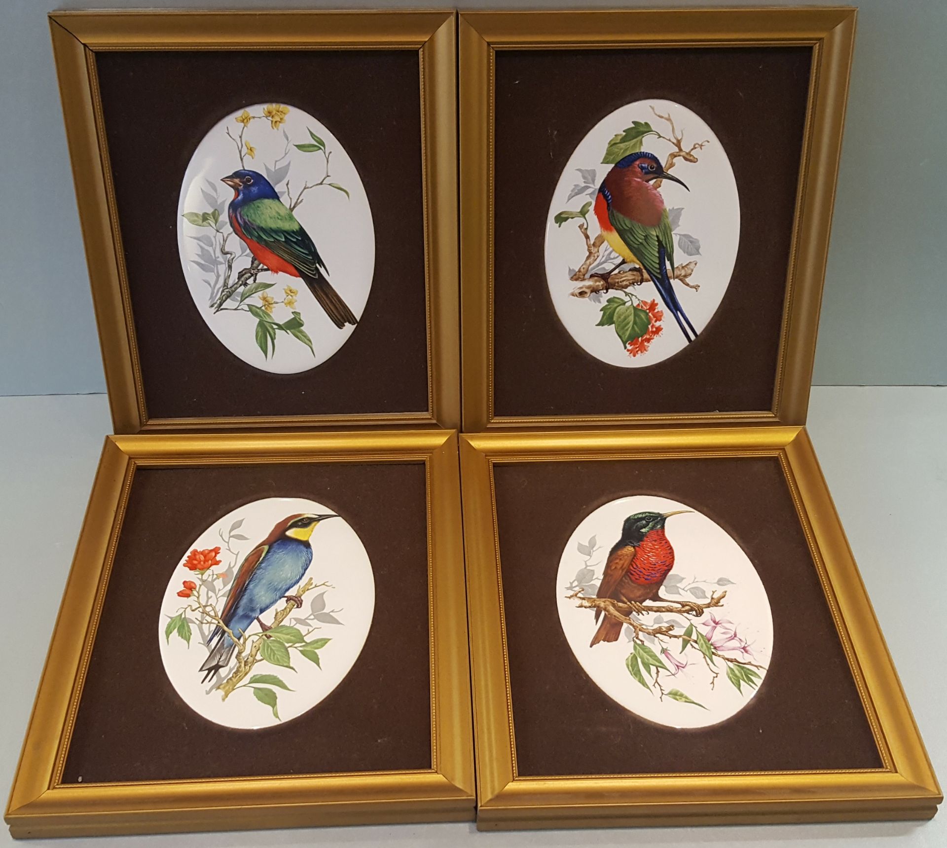 Vintage Retro Pictures 2 sets of 4 Prints E Walker Delft & Birds NO RESERVE - Image 3 of 3