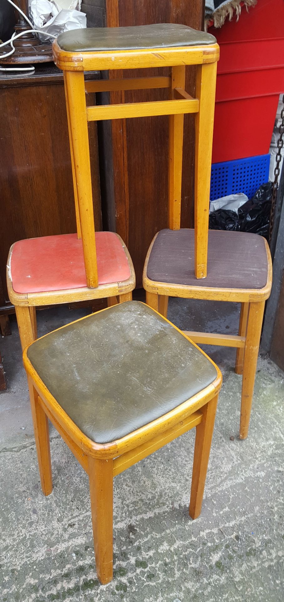 Vintage Retro 4 x Beech Stools