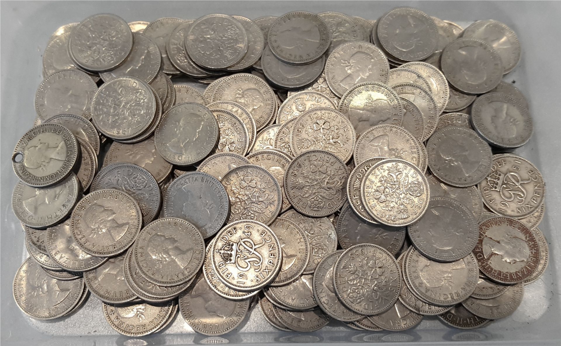 Vintage Parcel of Pre Decimal Collectable 6d Coins approx 600g in weight NO RESERVE