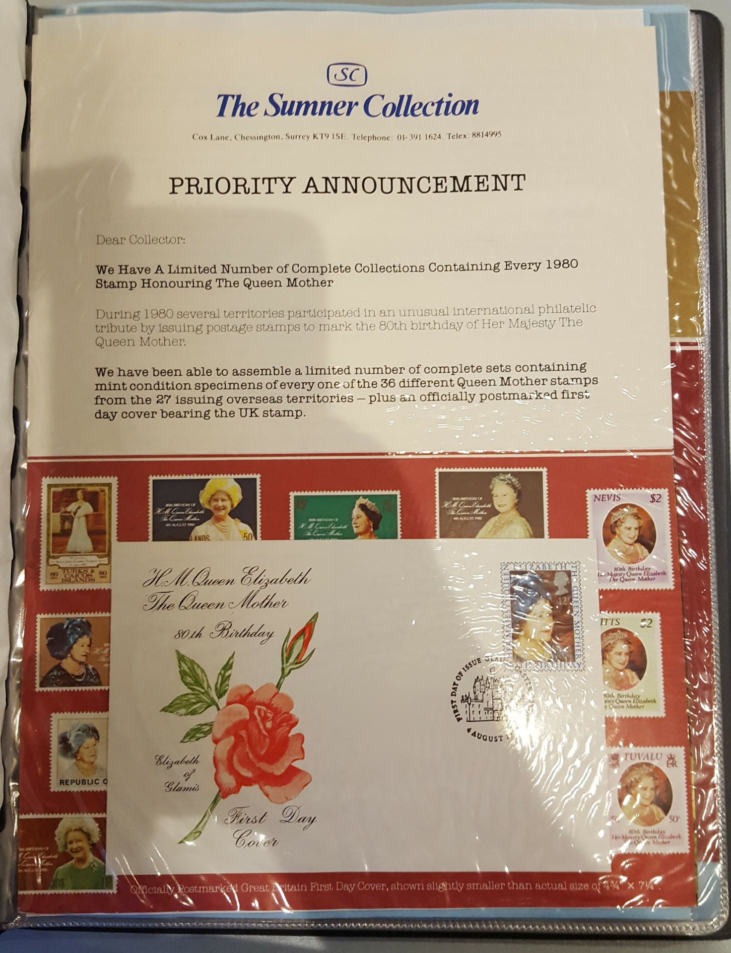 Vintage Stamp & FDC Album British Queen Mother 80th Birthday NO RESERVE