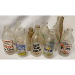 Vintage Retro 13 x Collectable Milk Bottles No Reserve