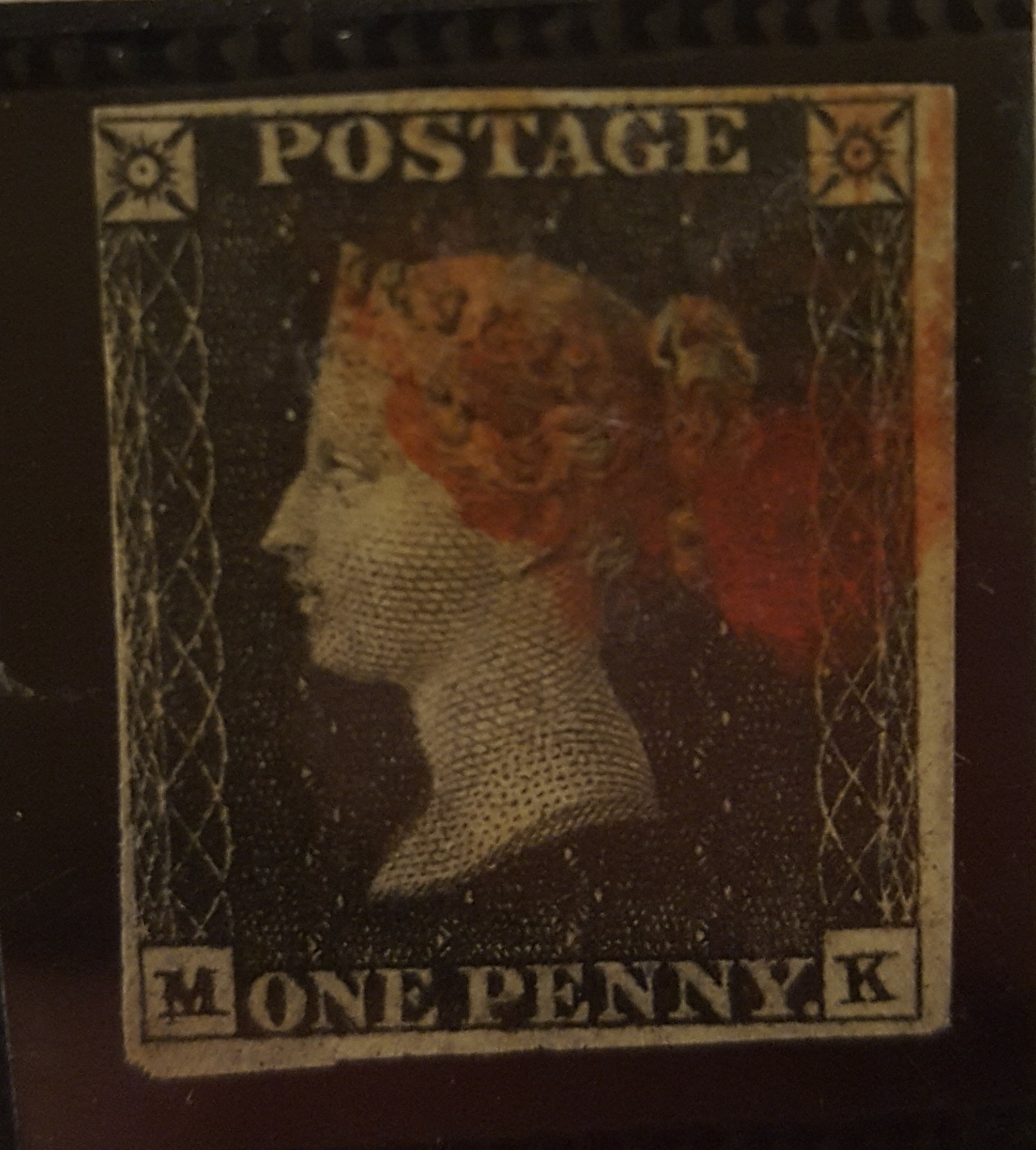 Vintage Penny Black Postage Stamp in Presentation Folder 3/4 Margins MK Corners