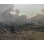 Alexander Frew Scottish 1863,1908 signed oil Dusk over Loch Linnhe Title : Dusk over Loch Linnhe