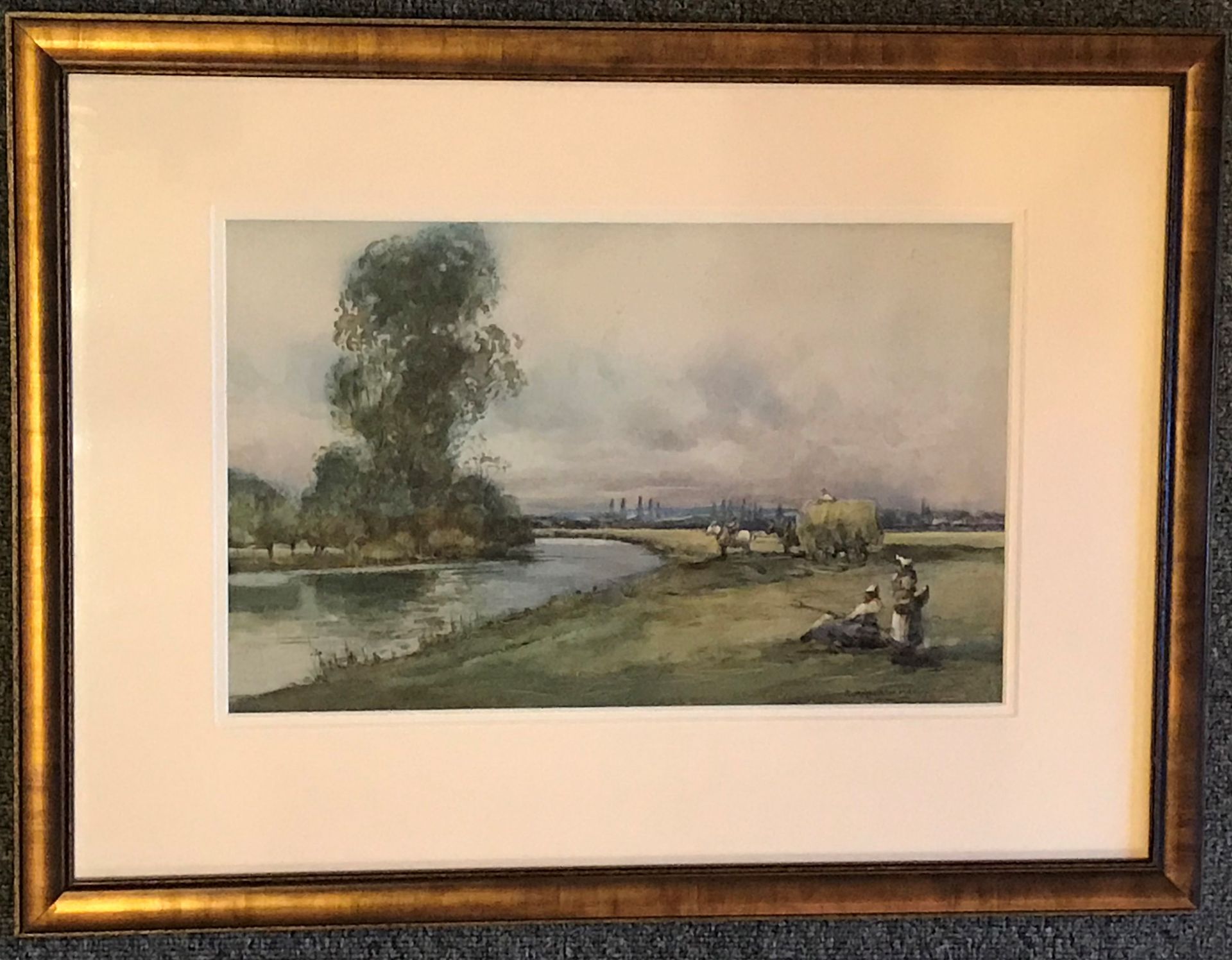 Watercolour “Bend in the River” by John Maclauchlan Milne 1886-1952 Scottish “Bend in the River” - Image 2 of 4