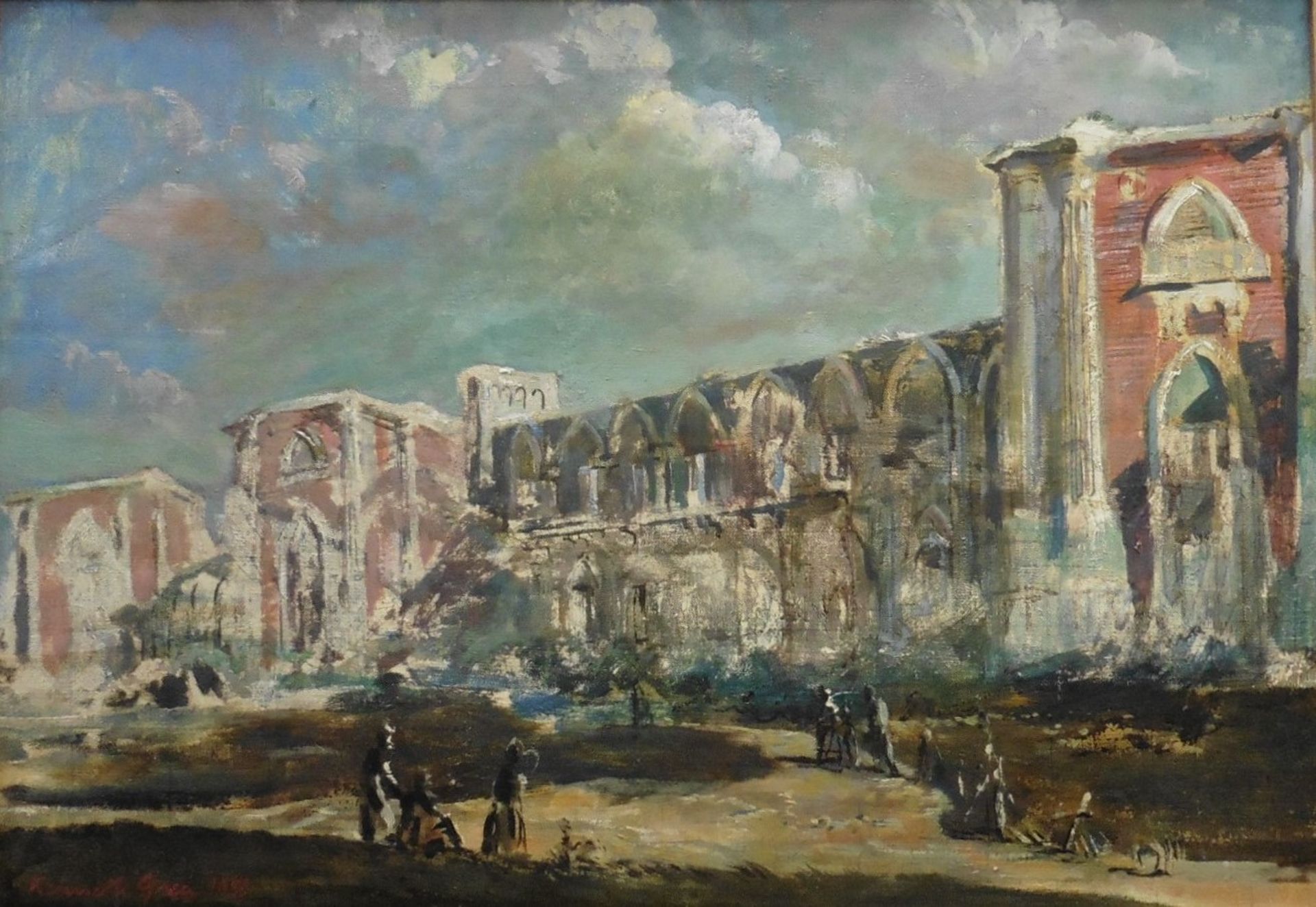 Kenneth Green 1905-1986 large signed oil on canvas 'City Wall' Title : City Wall Artist : Kenneth