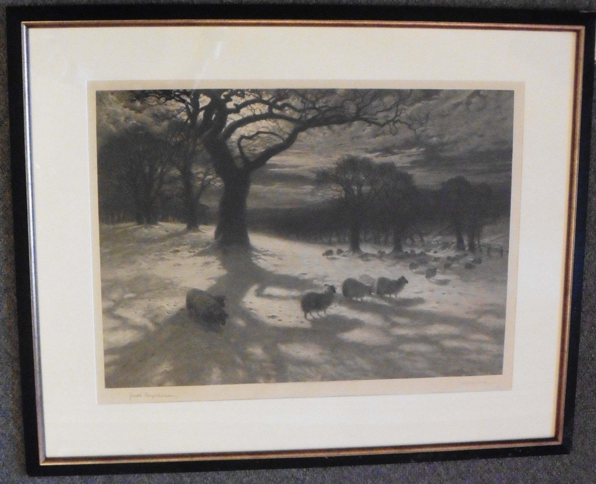 Joseph Farquharson 1846-1935 signed etching O'er Snow-clad Pastures Title : O'er Snow-clad - Image 2 of 5