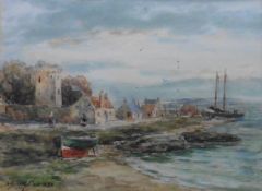 John Hamilton Glass Flourished 1890 , 1925 signed watercolour 'Shoreline Kirkaldy' Title:Shoreline