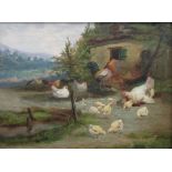 J.C. Van Lamputtin Circa 1890's signed oil on canvas 'Farmyard Fowl' Title:Farmyard Fowl Artist:J.C.