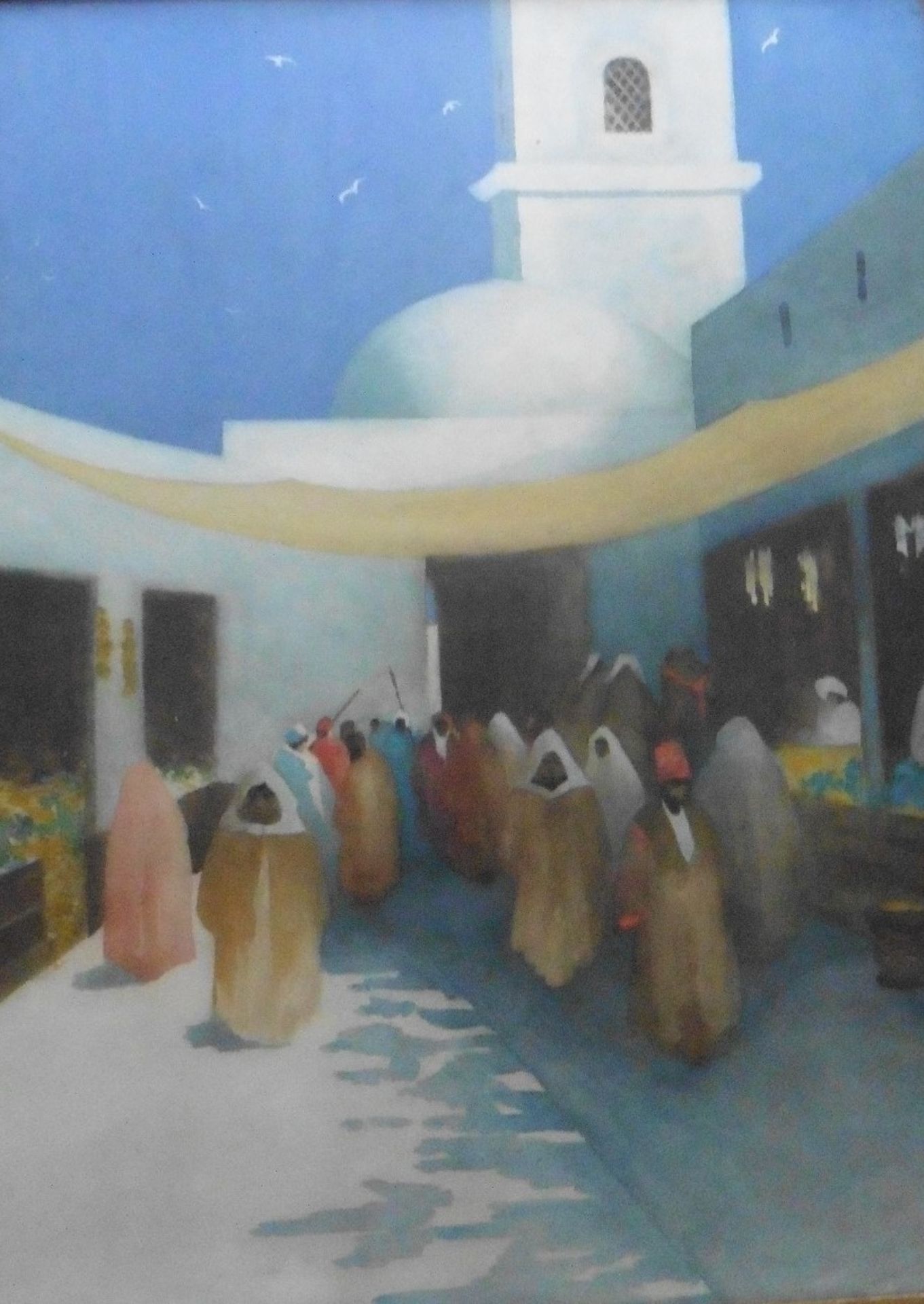 Attrib Hans Jacob Hansen 1853-1947 watercolour 'The Market Place, Algiers' Title : The Market Place,