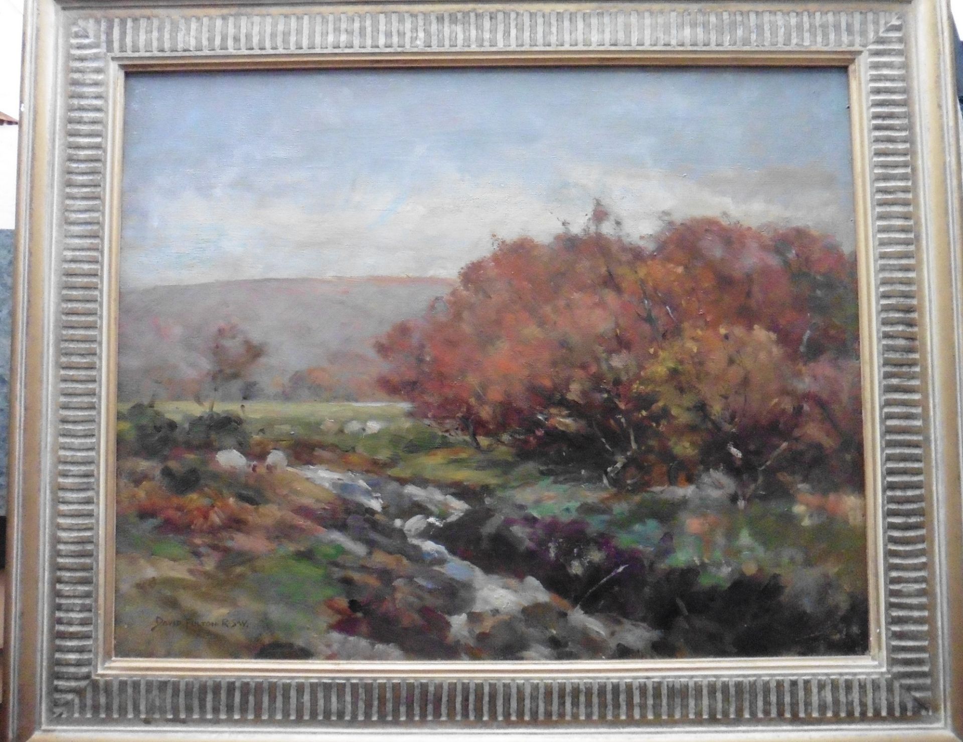 David Fulton Scottish 1848-1930 signed oil Sheep in Autumn landscape Title:Sheep in Autumn Landscape - Image 2 of 5