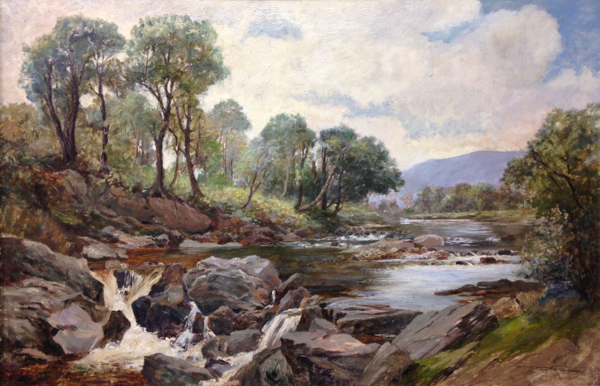 Rev William Dickie exhibited/flourished 1896-1928 signed oil Scottish view 'Glen Affric' Title: Glen