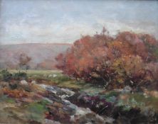 David Fulton Scottish 1848-1930 signed oil Sheep in Autumn landscape Title:Sheep in Autumn Landscape