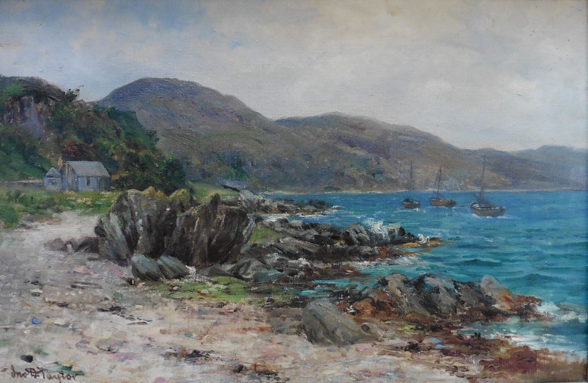 John D Taylor 1876-1890 Scottish signed oil 'Glenelg Shoreline' Title: Glenelg Shoreline Artist: