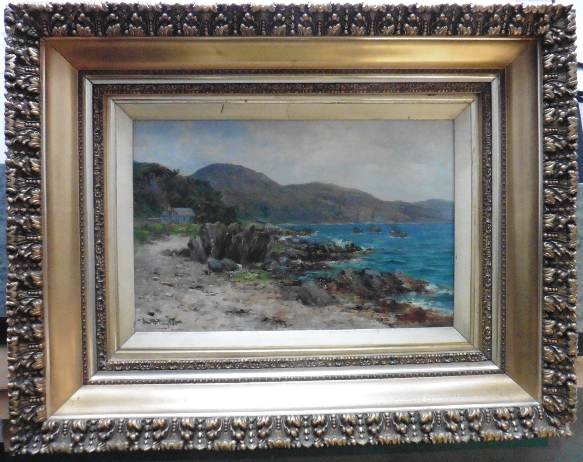 John D Taylor 1876-1890 Scottish signed oil 'Glenelg Shoreline' Title: Glenelg Shoreline Artist: - Bild 2 aus 4