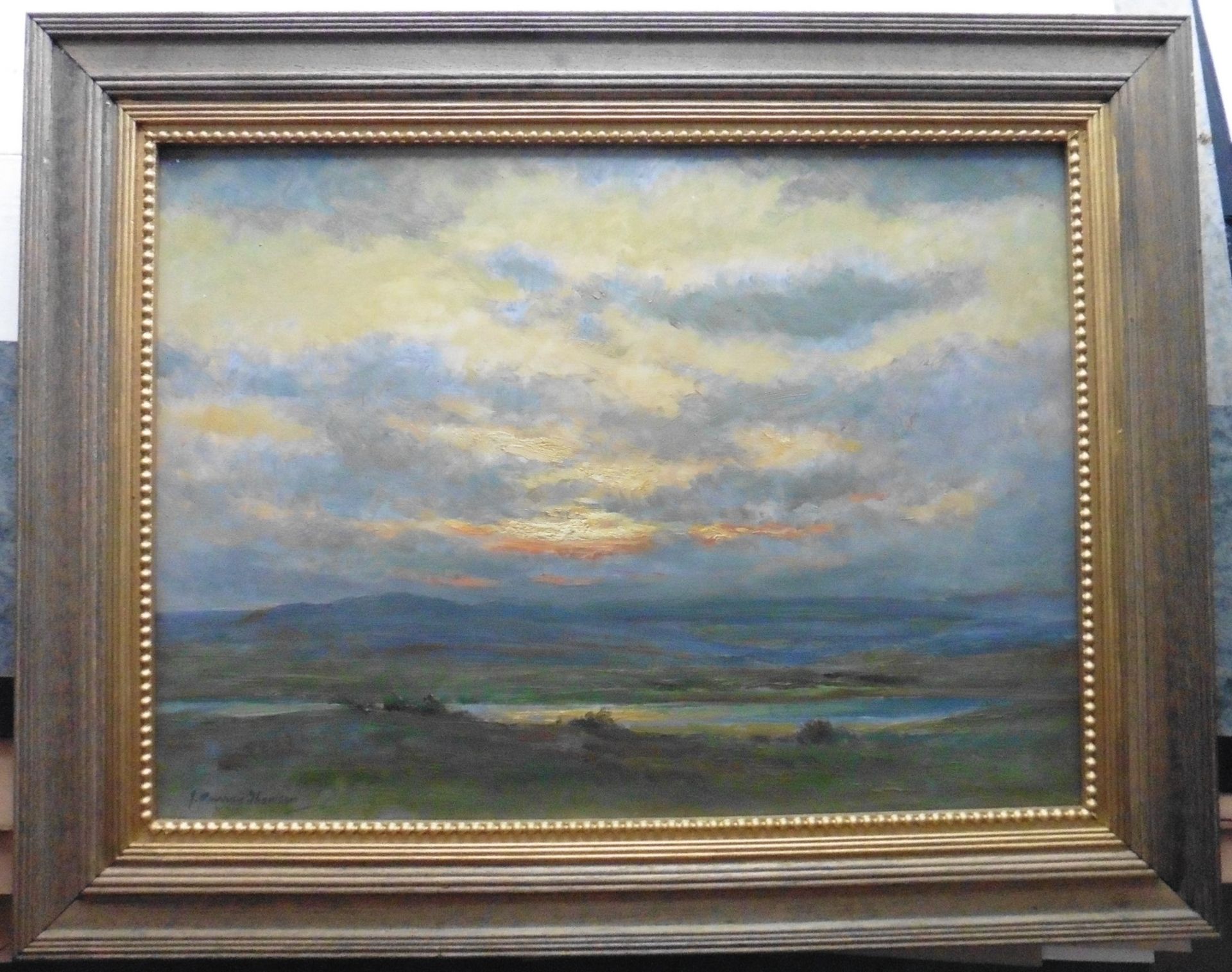 John Murray Thomson, Scottish 1885-1974 signed oil on canvas 'Winter sunset' Paisley art Instution - Image 2 of 5