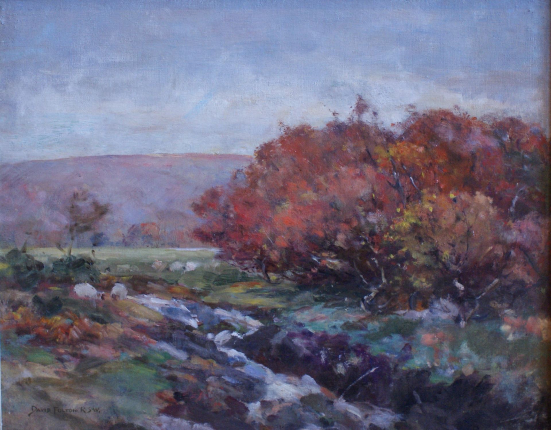 David Fulton Scottish 1848-1930 signed oil Sheep in Autumn landscape Title:Sheep in Autumn Landscape - Image 5 of 5