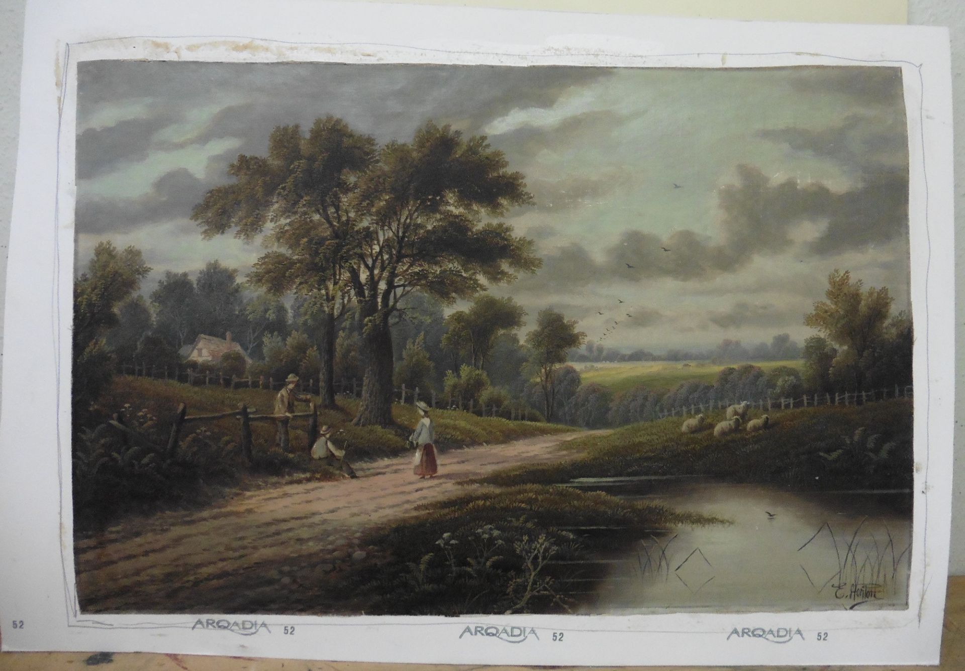 Etty Horton (British, Exh 1892-1905) original signed oil English countryside Title : English - Image 2 of 4
