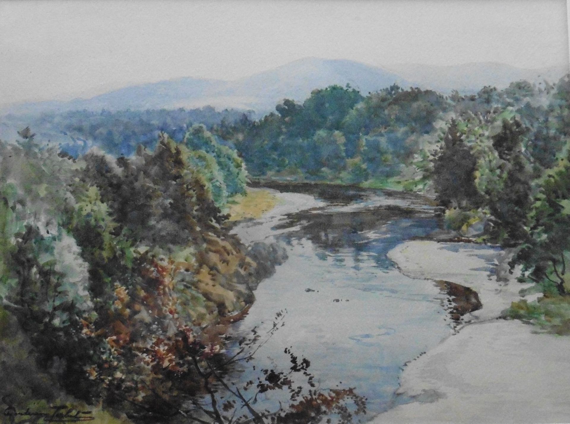 John A Henderson Tarbet 1864-1937 signed watercolour 'On The Spey' Title: On the Spey Artist: John A