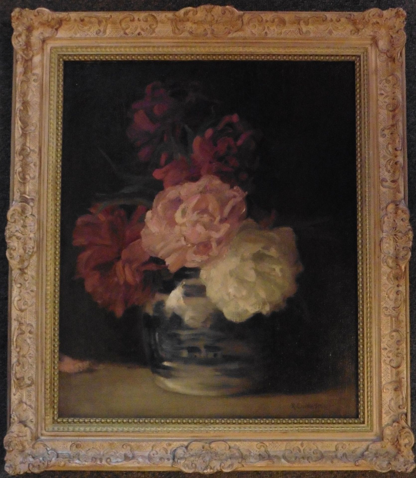Robert Easton Stuart 1890-1940 signed oil on canvas 'Peonies' Title: Peonies Artist: Robert Easton - Image 2 of 4