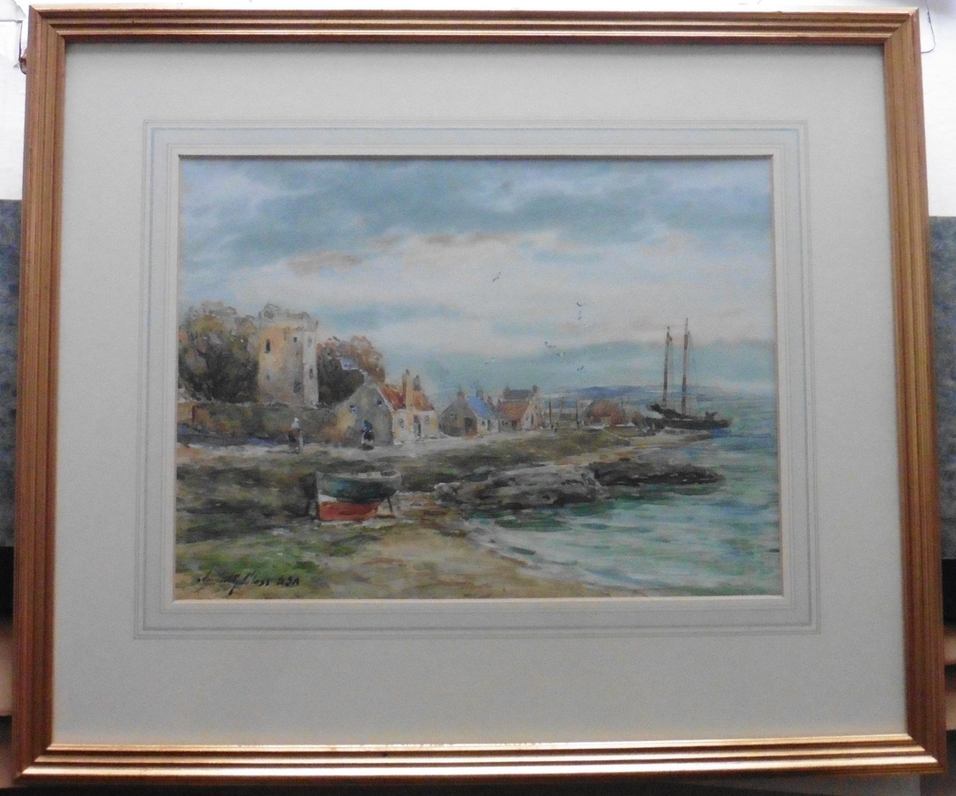 John Hamilton Glass Flourished 1890 , 1925 signed watercolour 'Shoreline Kirkaldy' Title:Shoreline - Image 4 of 4