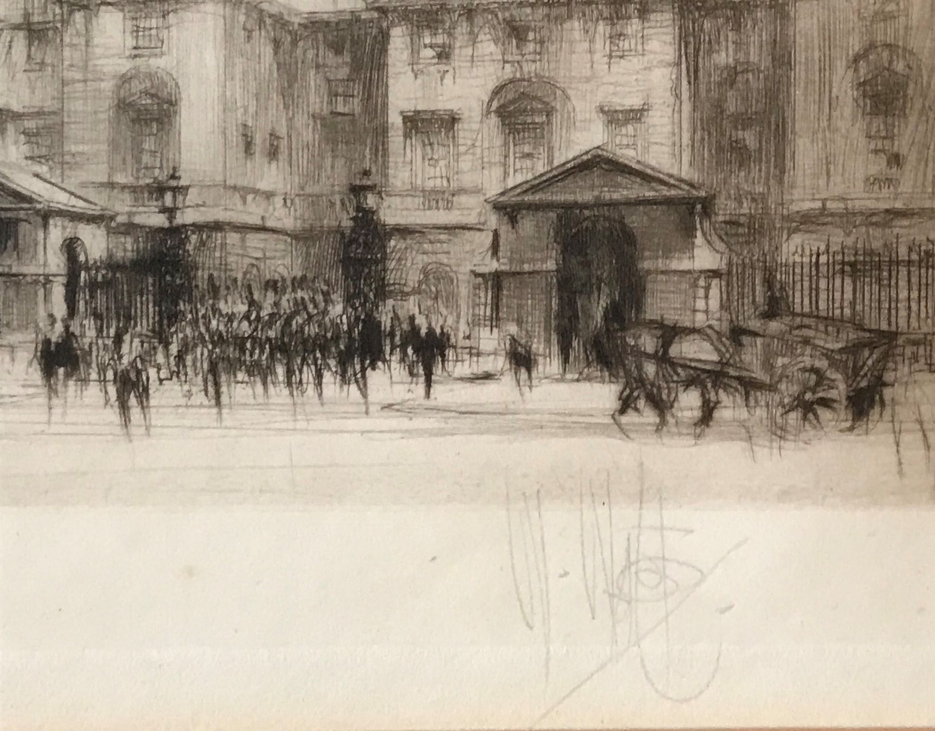 Signed etching Horseguards by William F Walcot, RBA RE (1874-1943) - Image 3 of 3