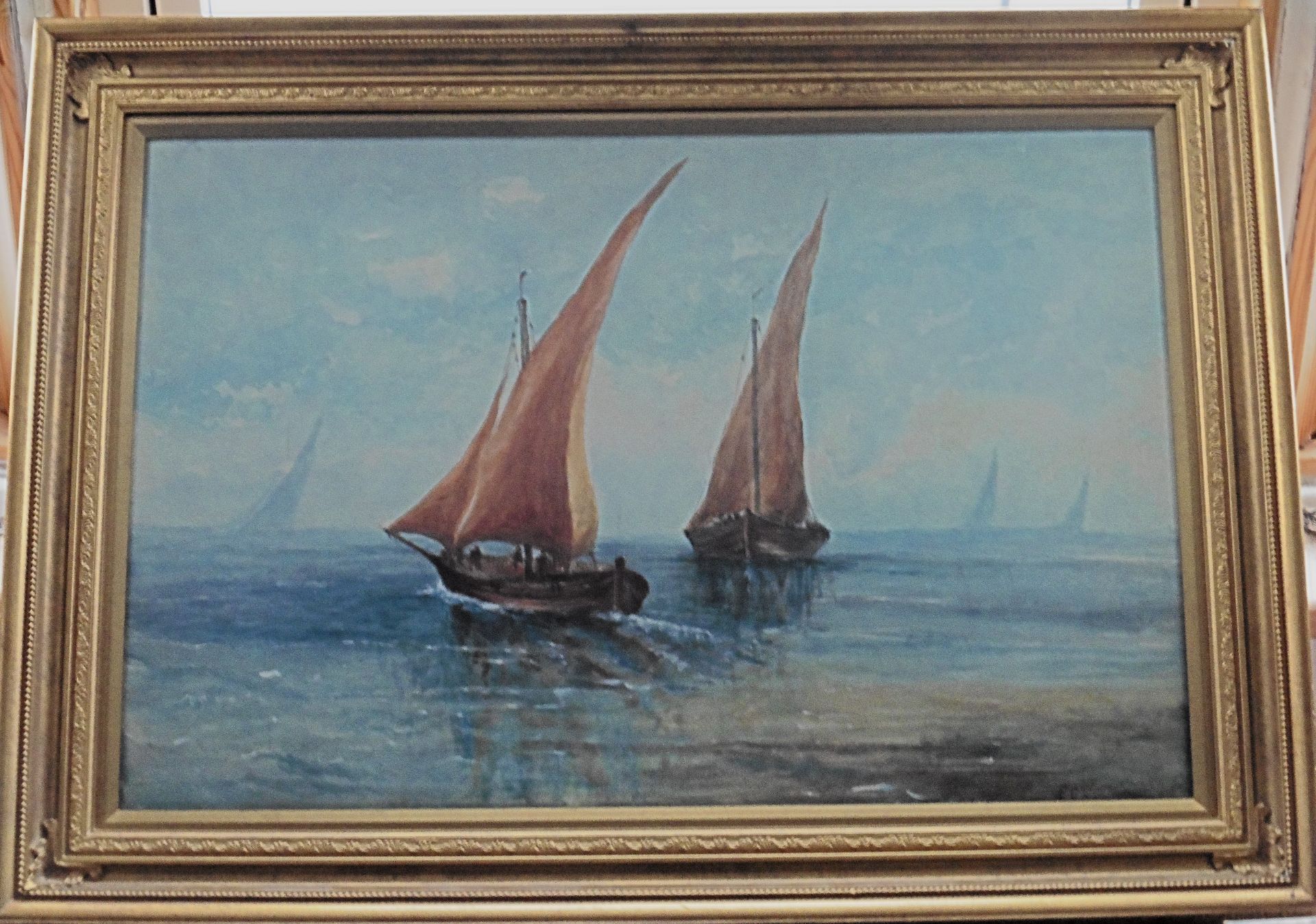 E.C.Pringle flourished 1880's-1890's signed watercolour 'French shipping' Title: French Shipping - Bild 2 aus 4