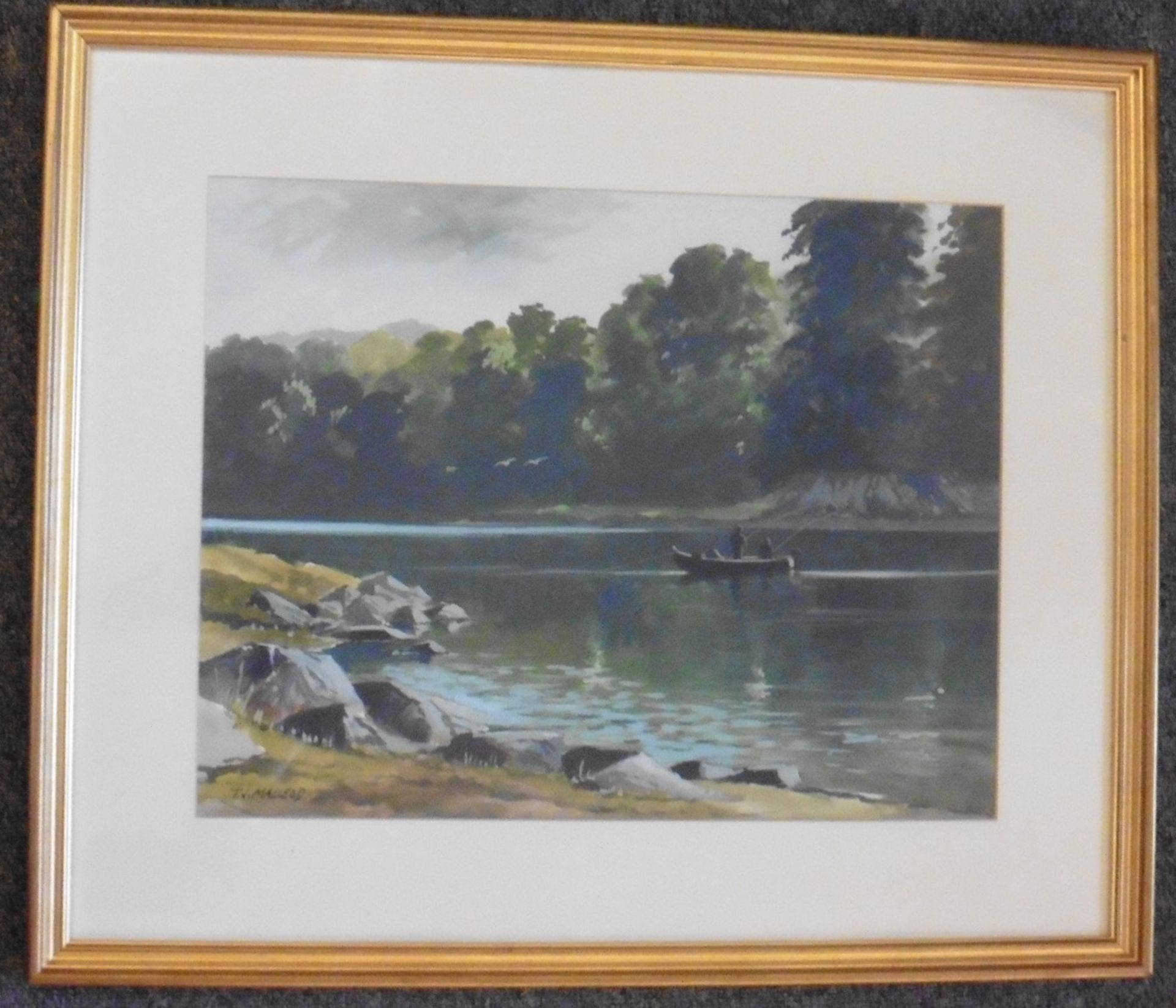 Torquil Macleod 1933-2002 signed watercolour 'Evening Fishing 'Taymount' Title : Evening Fishing ' - Bild 2 aus 5