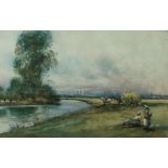 Watercolour “Bend in the River” by John Maclauchlan Milne 1886-1952 Scottish “Bend in the River”