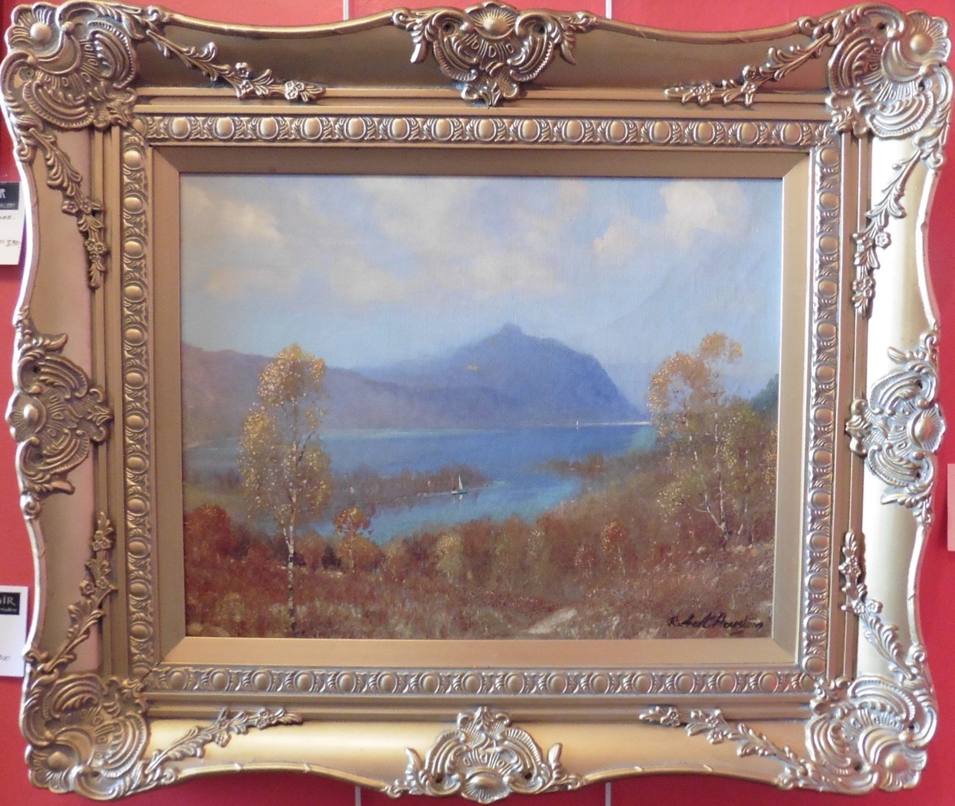 Robert Houston, Scottish 1891-1942 signed oil on canvas Loch Lomond, Ben Lomond Title: Loch - Image 2 of 4