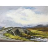 Robert Egginton British born 1934 signed oil on canvas Garve Upper Spey Title : Garve Bridge Upper