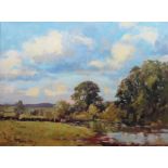 J D Henderson Scottish 20th Century Colourist signed oil on board 'The Kelvin Burn' Title: The