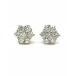 2ct Diamond Cluster Earrings, 18ct White Gold