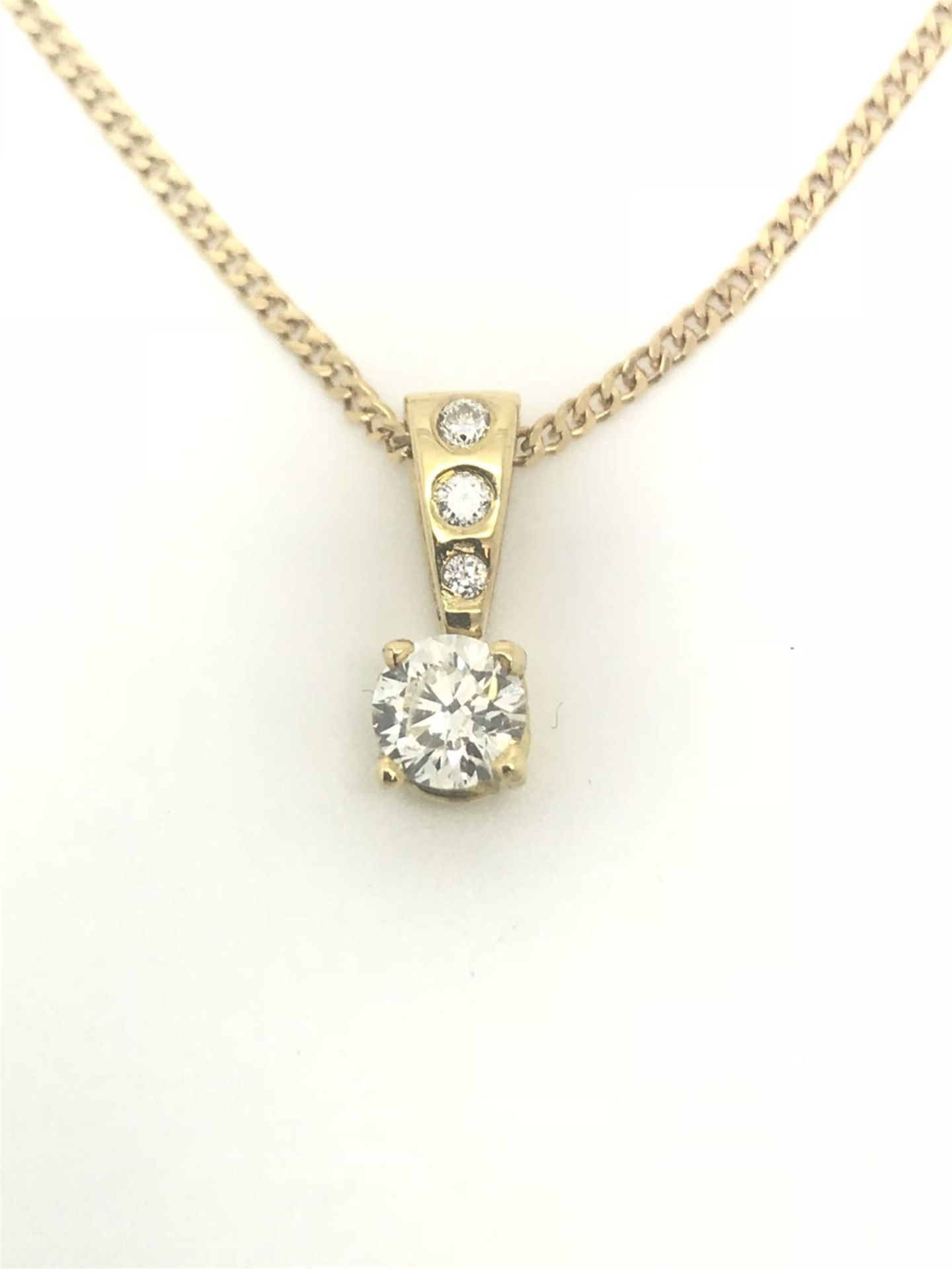 0.50ct Diamond Single Stone Pendant, Diamond Set Bale - 18ct Yellow Gold