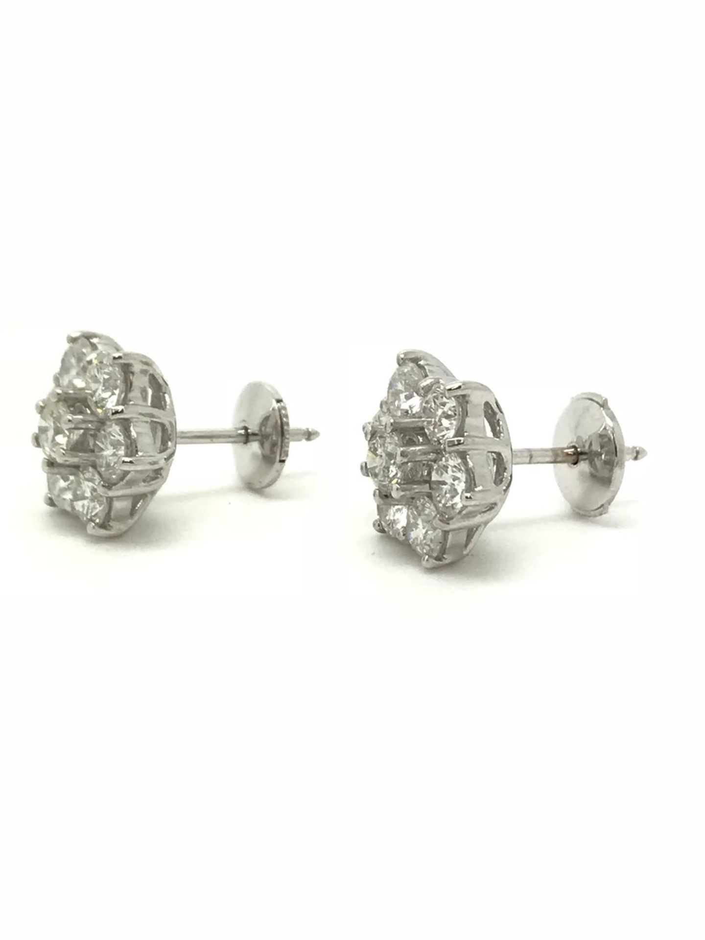 2ct Diamond Cluster Earrings, 18ct White Gold - Image 2 of 5