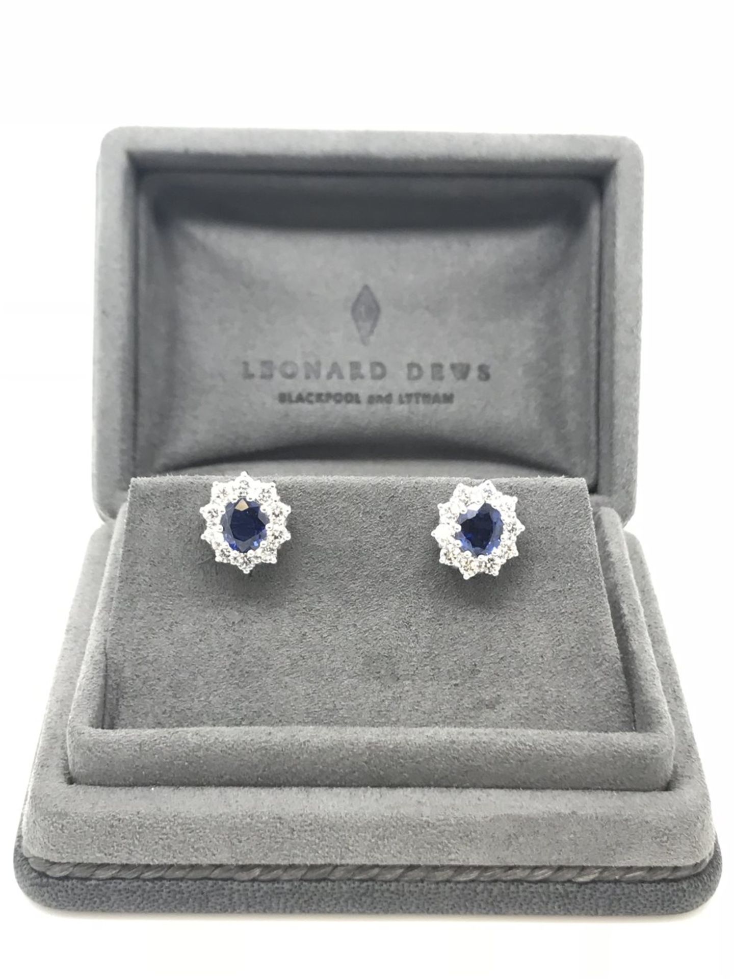 Sapphire & Diamond Cluster Earrings, 18ct Gold - Image 2 of 5