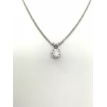 0.60ct Diamond Single Stone Pendant, 18ct White Gold