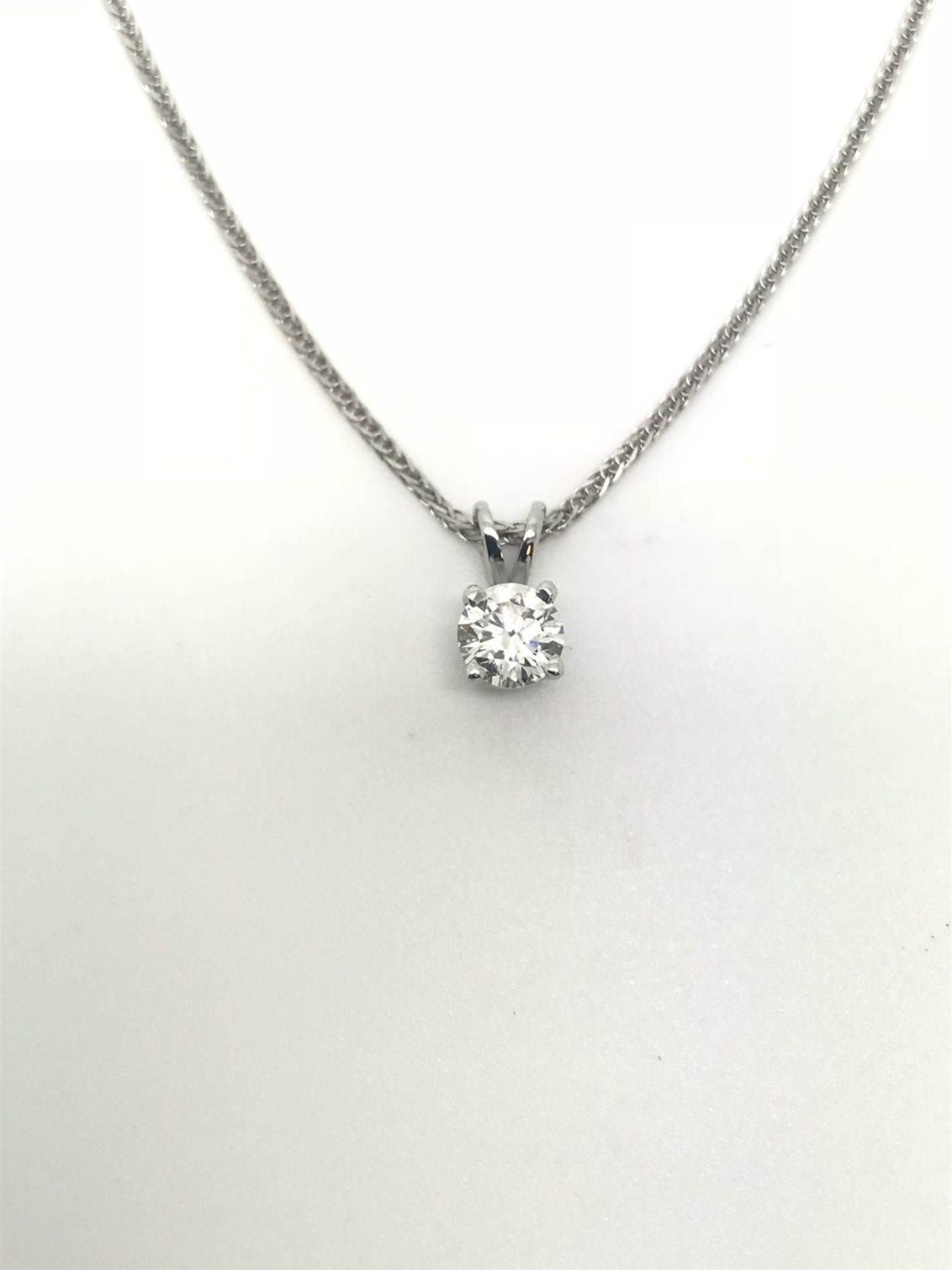 0.60ct Diamond Single Stone Pendant, 18ct White Gold