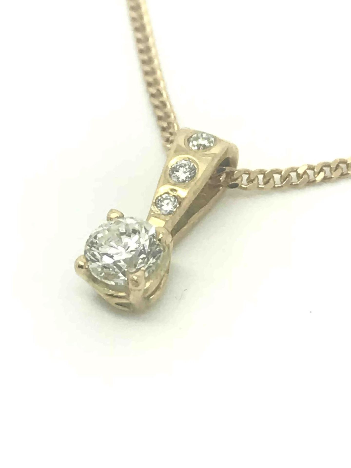 0.50ct Diamond Single Stone Pendant, Diamond Set Bale - 18ct Yellow Gold - Image 2 of 5