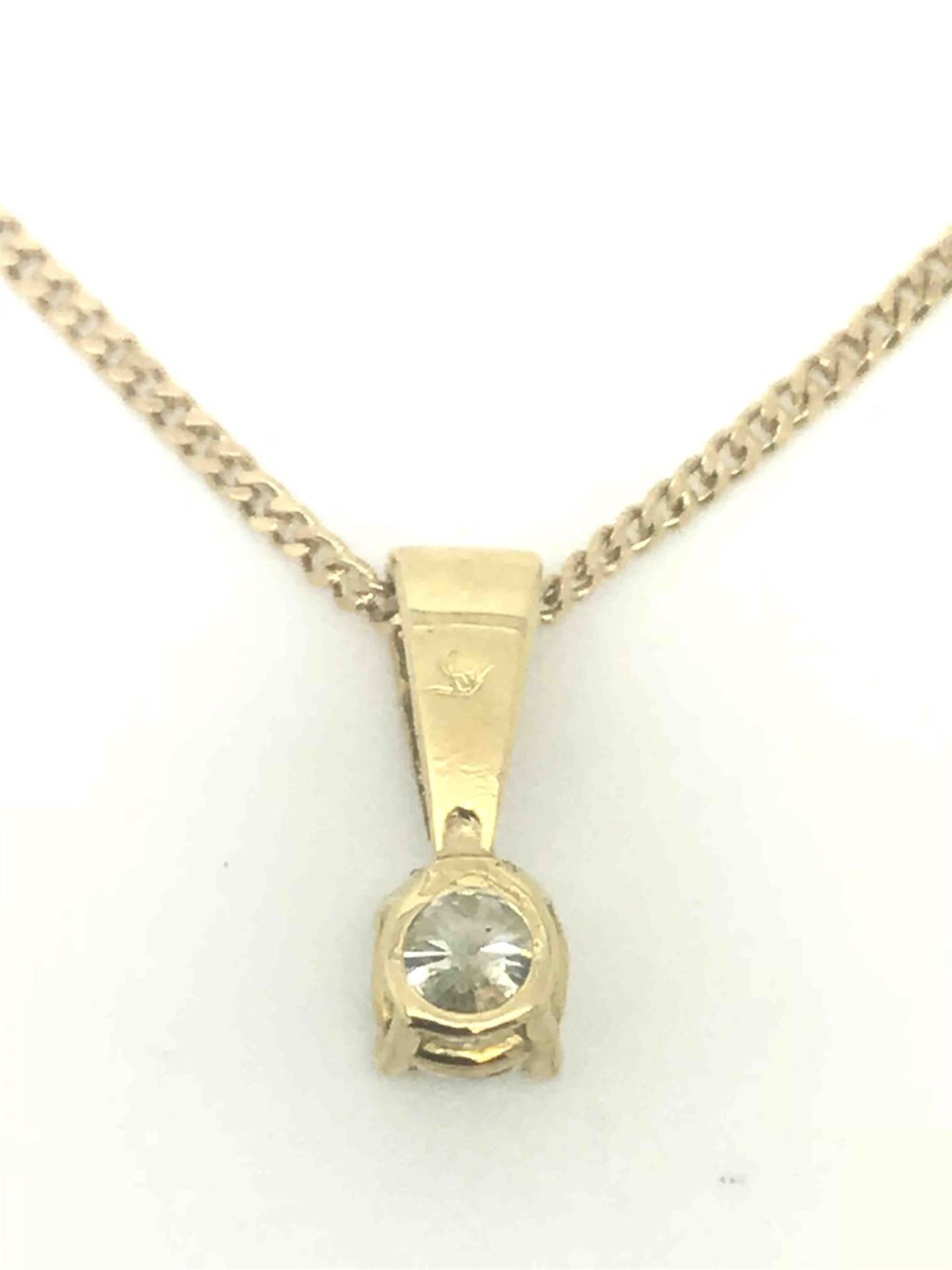 0.50ct Diamond Single Stone Pendant, Diamond Set Bale - 18ct Yellow Gold - Image 3 of 5