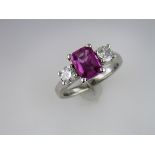 A 3 Stone Pink Sapphire and Diamond Trilogy Ring