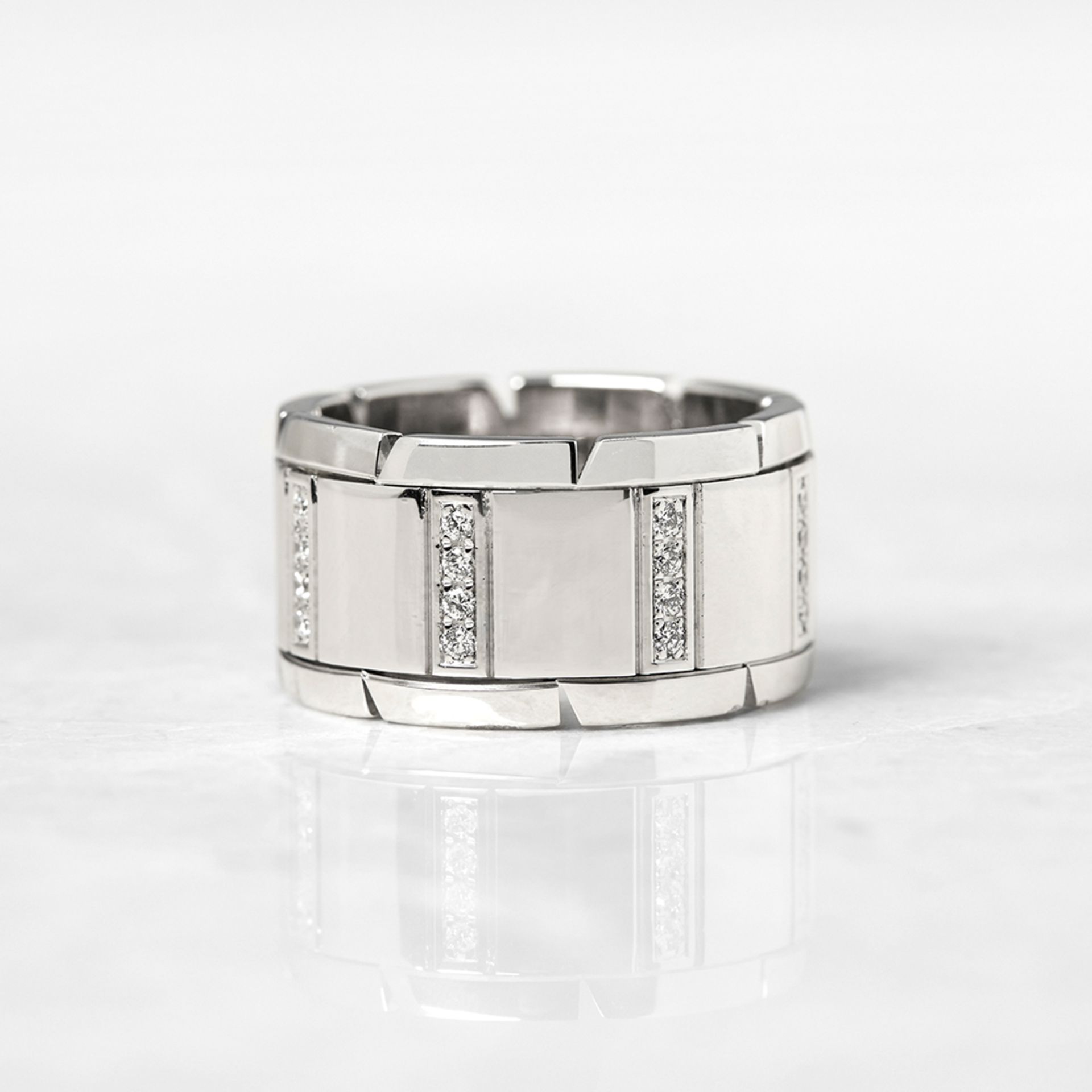 Cartier 18k White Gold Diamond Tank Francaise Ring - Image 5 of 12