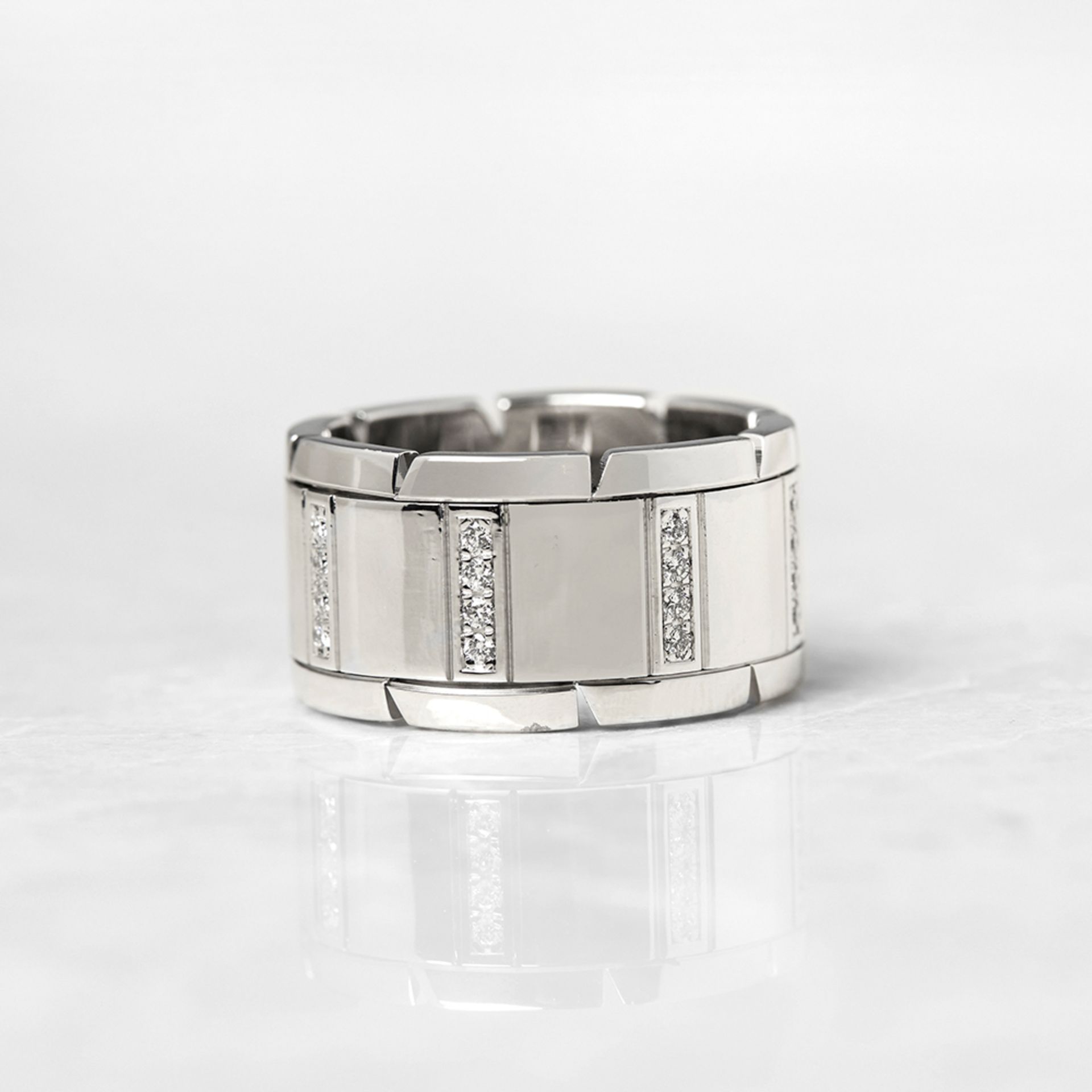 Cartier 18k White Gold Diamond Tank Francaise Ring - Image 10 of 12