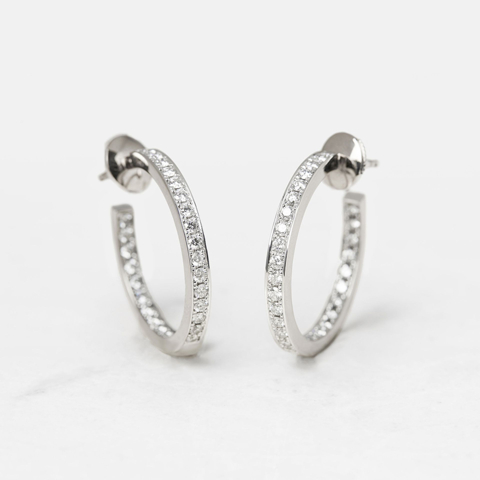 Cartier 18k White Gold 1.20ct Diamond Inside Out Hoop Earrings - Image 6 of 12