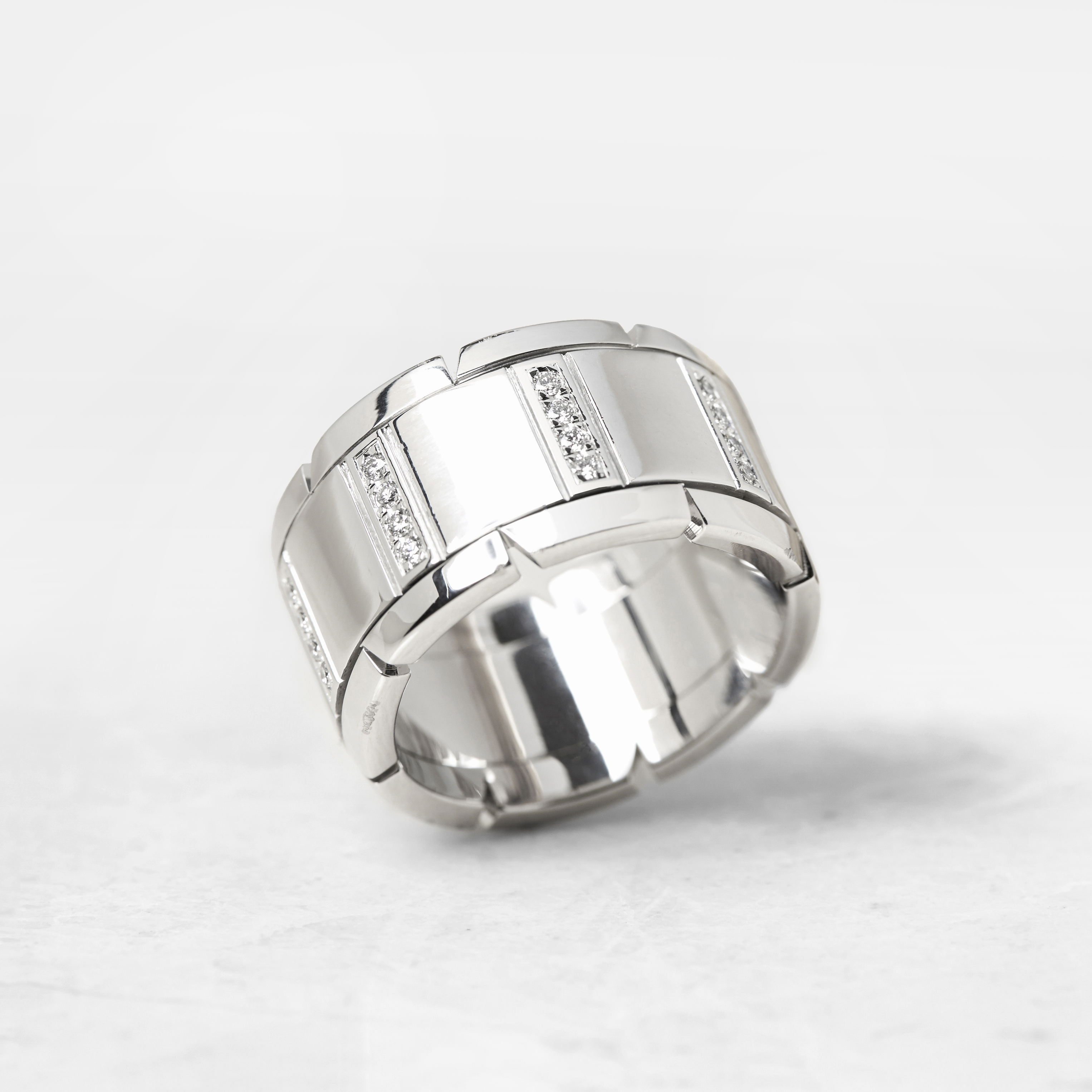 Cartier 18k White Gold Diamond Tank Francaise Ring - Image 3 of 12