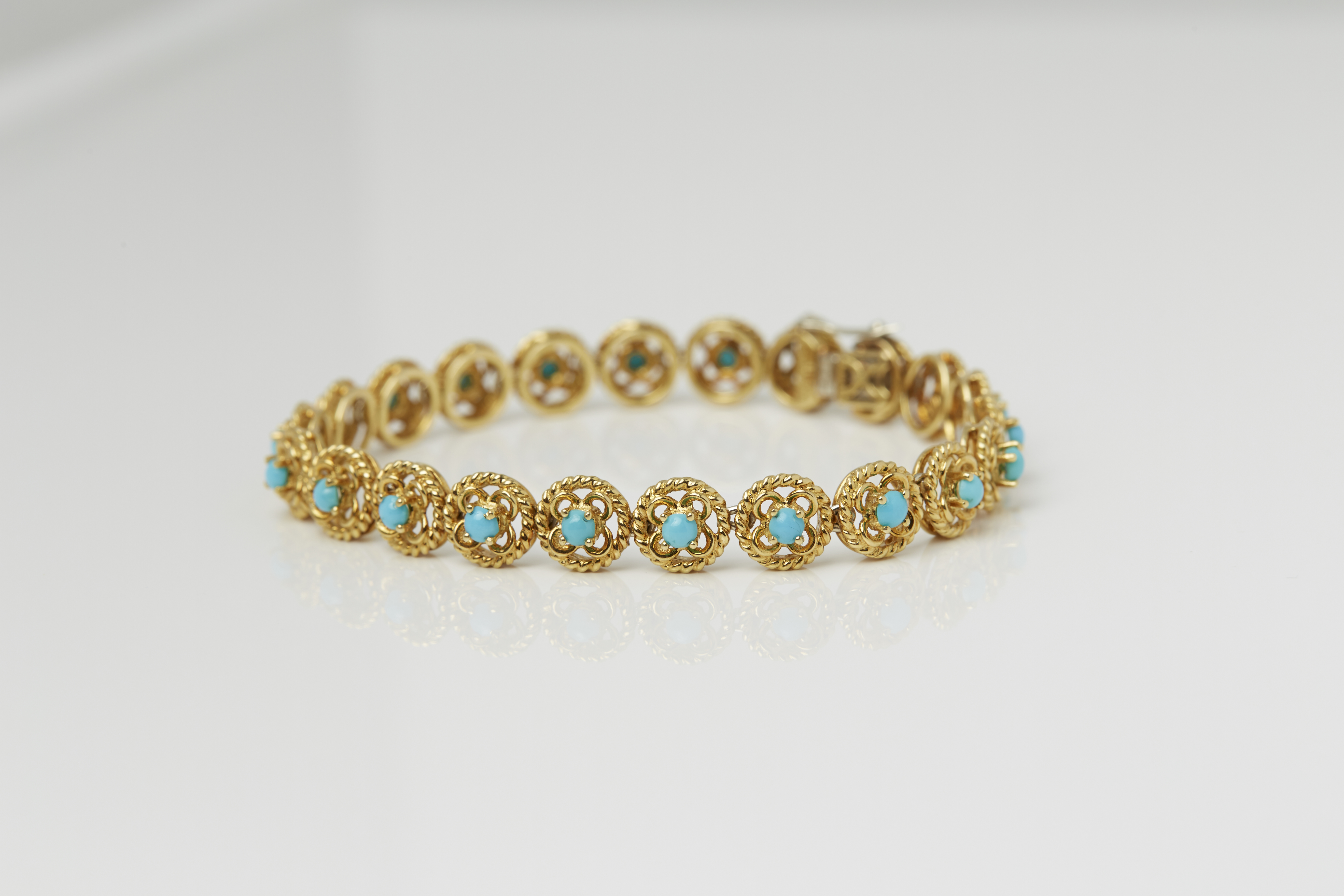 Cartier 18k Yellow Gold Turquoise Bracelet - Image 8 of 12